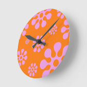 Retro Oranje en roze muur klok (Hoek)