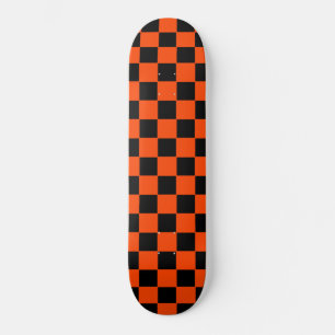 Retro Oranje en Zwarte Checker Skateboard