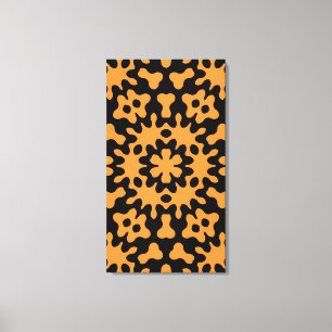 Retro Oranje Floral Abstract Kunstschildpad Canvas Afdruk