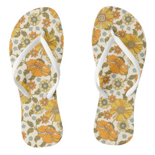  Retro Oranje Floral Patroon Teenslippers