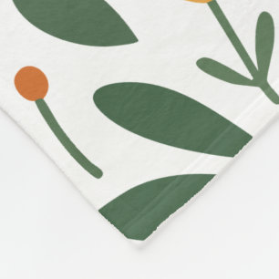 Retro Oranje & Geel Bloemmotief – Vintage Fleece Deken