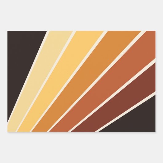 Retro Oranje Geel Stripes van 70 s Inpakpapier Vel (Voorkant 3)