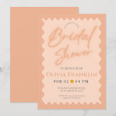 Retro oranje-golvende zomervrijgezellenfeest kaart (Voorkant / Achterkant)