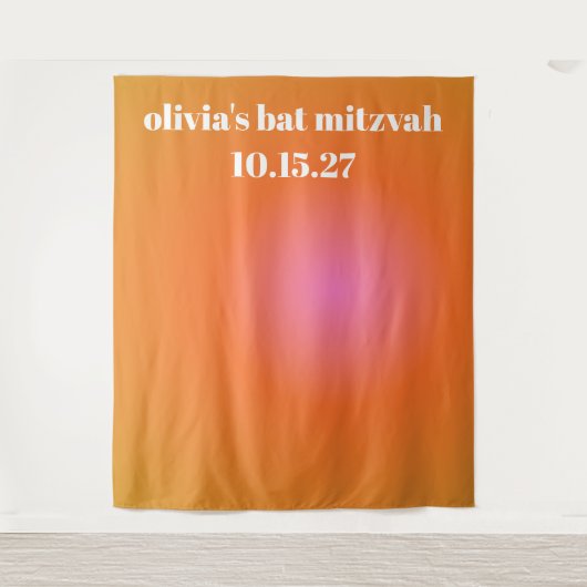 Retro Oranje Gradient Bat Mitzvah Aangepaste Achte Wandkleed (Voorkant)