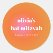 Retro Oranje Gradient Unique Bat Mitzvah Custom Ronde Sticker (Voorkant)