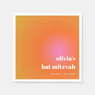 Retro Oranje Gradient Unique Bat Mitzvah Custom Servet