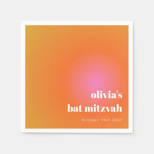 Retro Oranje Gradient Unique Bat Mitzvah Custom Servet (Voorkant)