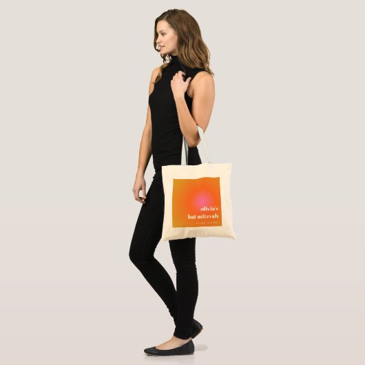 Retro Oranje Gradient Unique Bat Mitzvah Custom Tote Bag (Voorkant (model))