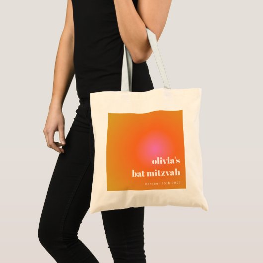 Retro Oranje Gradient Unique Bat Mitzvah Custom Tote Bag (Voorkant (product))
