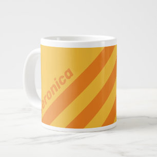 Retro Oranje Groef Drie Strepen met Naam Extra Grote Beker