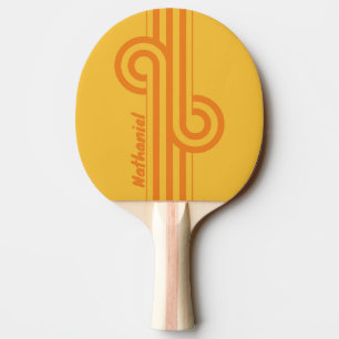 Retro Oranje Groef Streep Lus met Naam Tafeltennisbatje