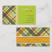 Retro Oranje groene cheques geplakt patroonmodel m Visitekaartje (Voorkant / Achterkant)
