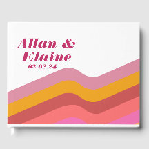 Retro oranje groovy 70's gastenboek