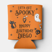 Retro Oranje Halloween Verjaardag "Let's Get Spook Blikjeskoeler (Achterkant)