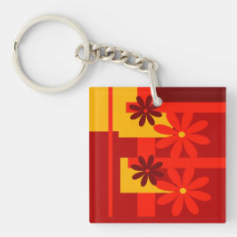 Retro oranje jaren '70 sleutelhanger