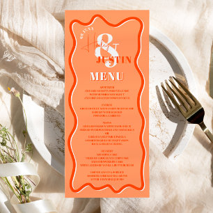 Retro oranje krommel wringt rond een tong menu