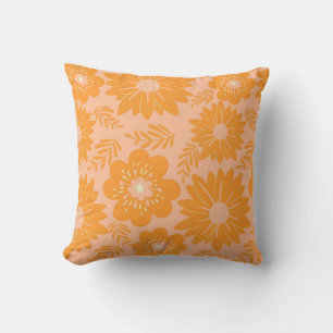 Retro Oranje Perzik Fuzz bloemmotief Kussen