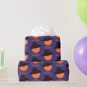 Retro Oranje pompoen Happy Halloween Cadeaupapier