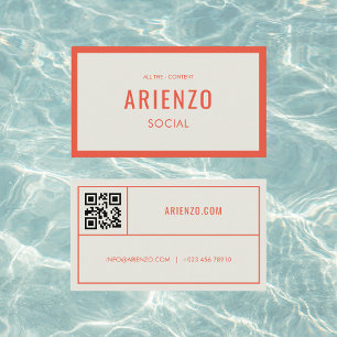 Retro Oranje Social Media Visitekaartje QR Code