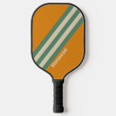 Retro Oranje Strepen met Naam Pickleball Paddle (Voorkant)