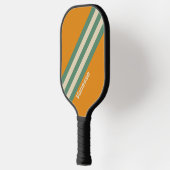 Retro Oranje Strepen met Naam Pickleball Paddle (Links)