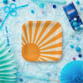 Retro Oranje Sun I Sunrise I Boho Sunshine Papieren Bordje (Feest)