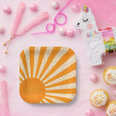 Retro Oranje Sun I Sunrise I Boho Sunshine Papieren Bordje (Feest)
