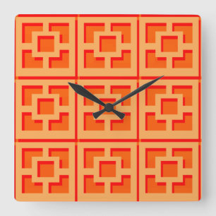 Retro Oranje Trellis Acrylwand Klok