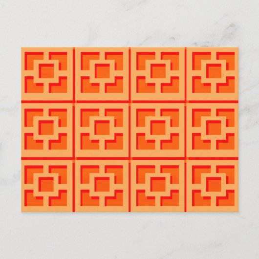 Retro Oranje Trellis Briefkaart (Voorkant)