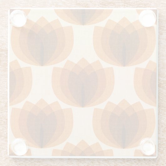 Retro oranje tulpenbloemen glazen onderzetter (Achterkant)