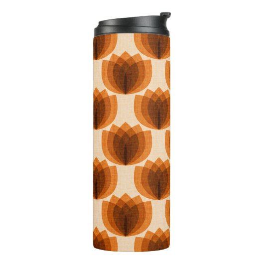 Retro oranje tulpenbloemen thermosbeker (Gedraaid links)