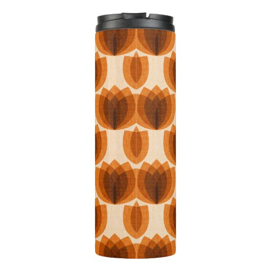 Retro oranje tulpenbloemen thermosbeker (Achterkant)