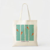 Retro Oranje vogels op afbeelding van vogelbomen Tote Bag (Voorkant)