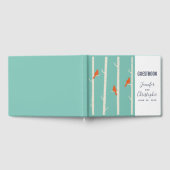 Retro Oranje Vogels op Berkenbomen Illustratie Gastenboek (Volledig)