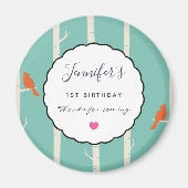 Retro Oranje vogels op vogelbomen Bedankt Magneet (Voorkant)