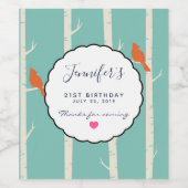 Retro Oranje vogels op vogelbomen Bedankt Wijn Etiket (Enkel label)