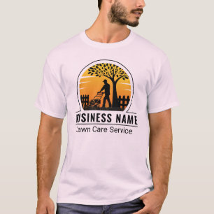 Retro Oranje Zonsondergang Tuinman Graszorg Servic T-shirt