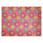 Retro Orb Snowflakes op roze tablet Tafelkleed (Voorkant (Horizontaal))