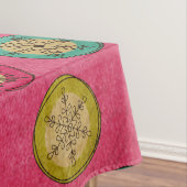 Retro Orb Snowflakes op roze tablet Tafelkleed (Voorbeeld)