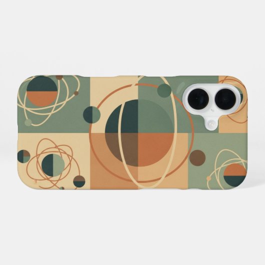 Retro Orbital Circles Pattern iPhone 16 Hoesje (Achterkant horizontaal)