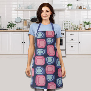 Retro Organic Rectangles Blauw en Roze Schort