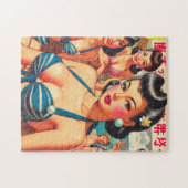 Retro Oriental Beach Meisjes Legpuzzel (Horizontaal)
