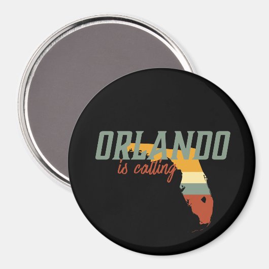 Retro Orlando Florida Stadskaart VS Magneet (Voorkant / Achterkant)