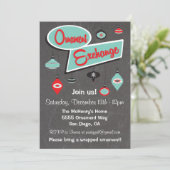 Retro Ornament Exchange Christmas Invitation (Debout devant)