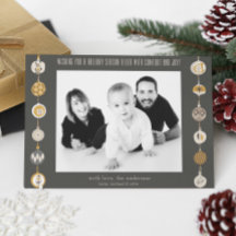 Retro Ornament Foto Kerstvakantie Kaart