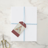 Retro Ornament kerstboom Cadeaulabel (Met Touw)