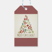 Retro Ornament kerstboom Cadeaulabel (Voorkant)