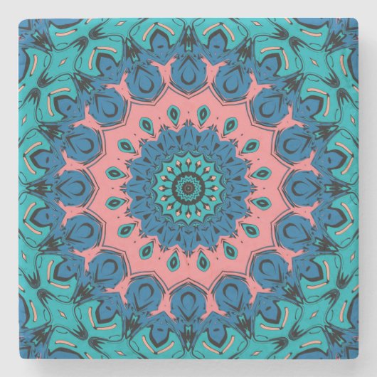 retro ornamental mandala stenen onderzetter (Voorkant)