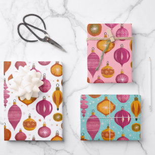 Retro Ornamenten Kerst Inpakpapier Vel
