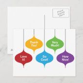 Retro ornamenten kerstcadeau bedankkaart briefkaart (Voorkant / Achterkant)